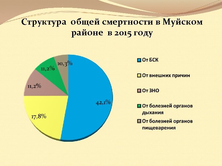 Структура общей смертности в Муйском районе в 2015 году 