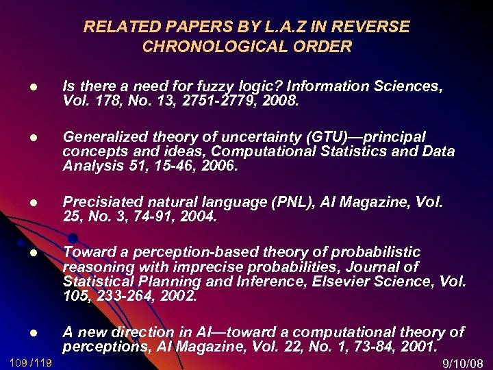 RELATED PAPERS BY L. A. Z IN REVERSE CHRONOLOGICAL ORDER l Is there a