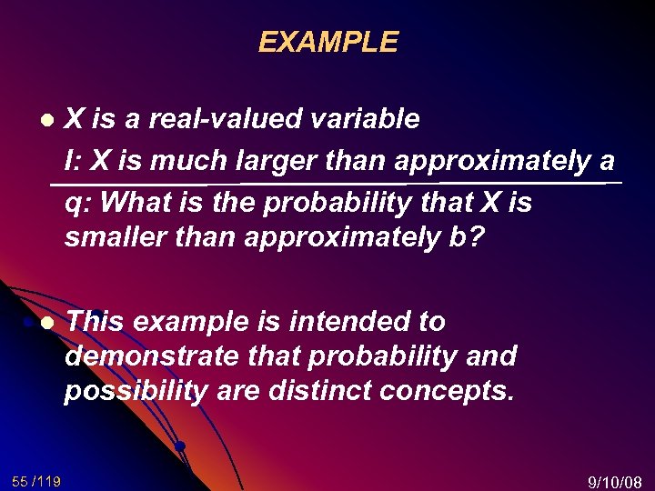 EXAMPLE l X is a real-valued variable I: X is much larger than approximately