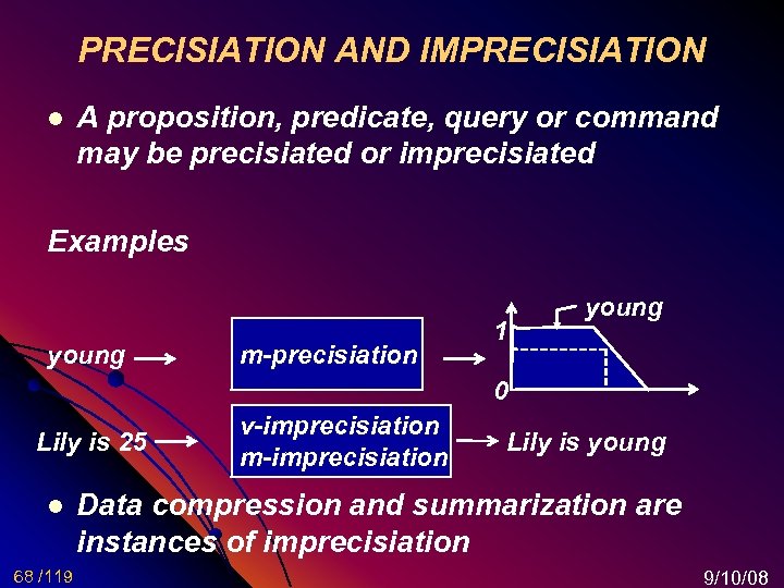 PRECISIATION AND IMPRECISIATION l A proposition, predicate, query or command may be precisiated or