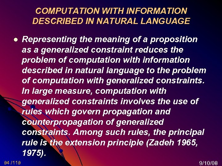 COMPUTATION WITH INFORMATION DESCRIBED IN NATURAL LANGUAGE l 94 /119 Representing the meaning of