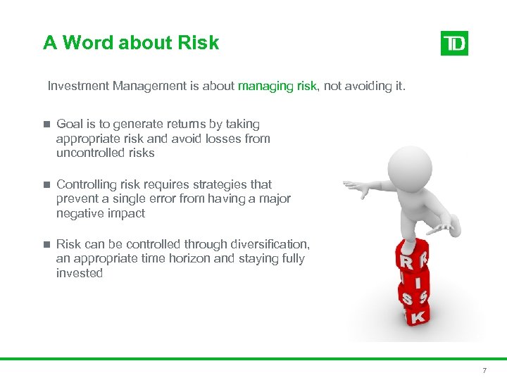 A Word about Risk Investment Management is about managing risk, not avoiding it. n