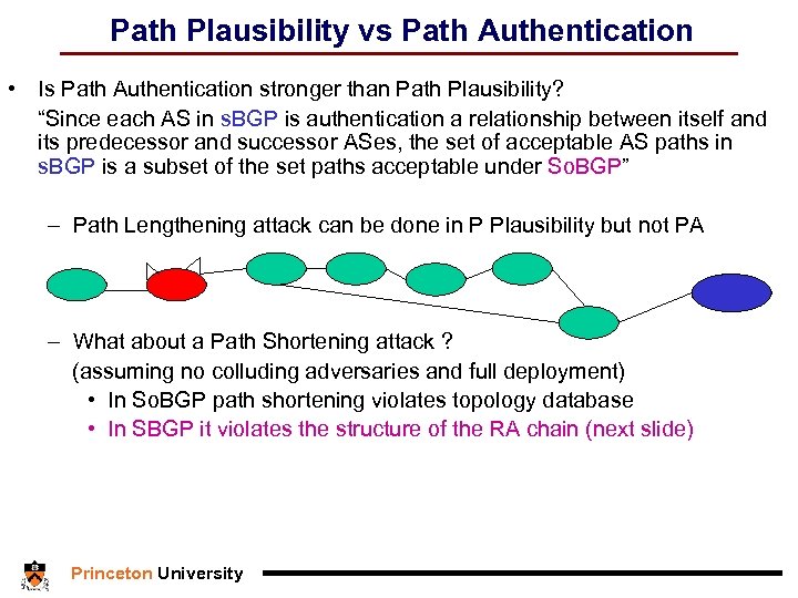 Path Plausibility vs Path Authentication • Is Path Authentication stronger than Path Plausibility? “Since