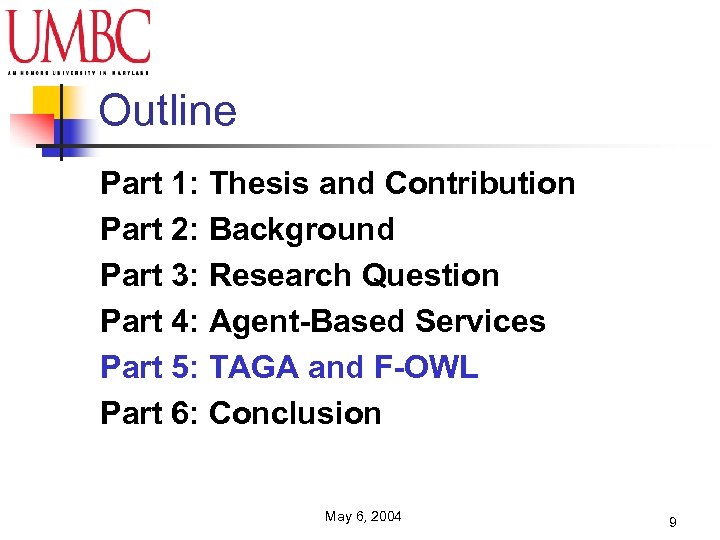 Outline Part 1: Thesis and Contribution Part 2: Background Part 3: Research Question Part