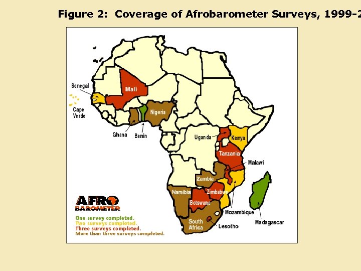 Figure 2: Coverage of Afrobarometer Surveys, 1999 -2 Back to Afrobarometer Countries 