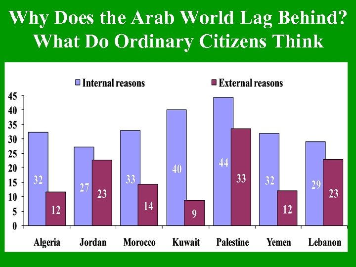Why Does the Arab World Lag Behind? What Do Ordinary Citizens Think 