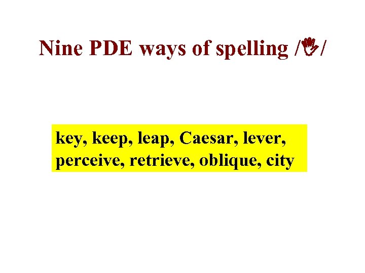 Nine PDE ways of spelling / / key, keep, leap, Caesar, lever, perceive, retrieve,