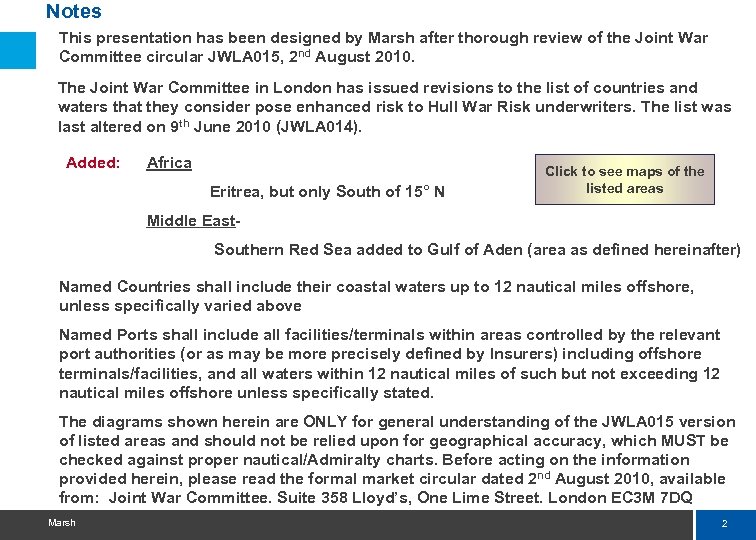 Notes This presentation has been designed by Marsh after thorough review of the Joint