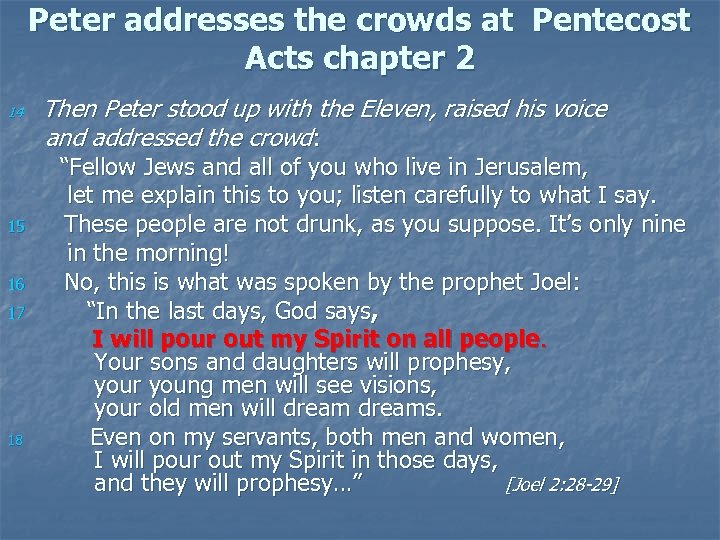 Peter addresses the crowds at Pentecost Acts chapter 2 14 Then Peter stood up