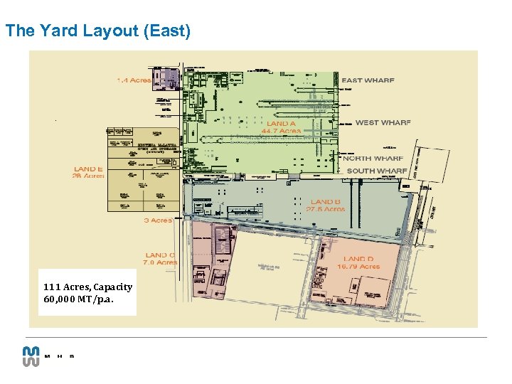 The Yard Layout (East) 111 Acres, Capacity 60, 000 MT/p. a. 
