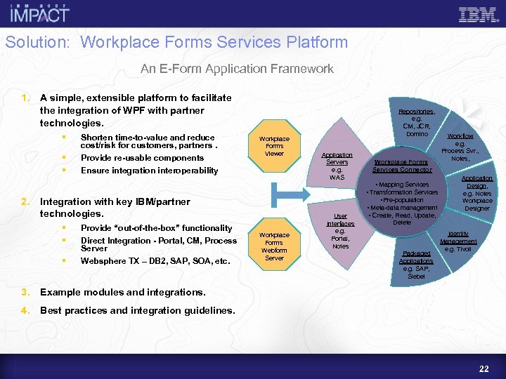 Solution: Workplace Forms Services Platform An E-Form Application Framework 1. A simple, extensible platform