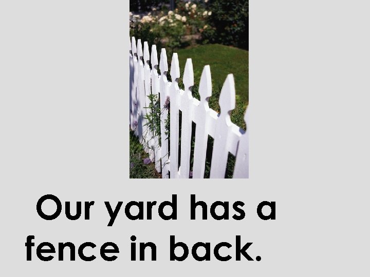 Our yard has a fence in back. 