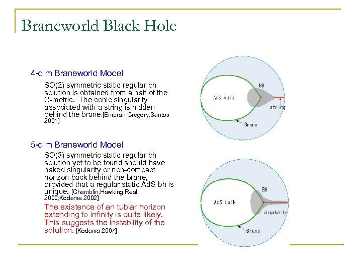 Braneworld Black Hole 4 -dim Braneworld Model SO(2) symmetric static regular bh solution is