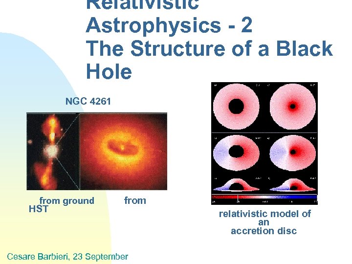 Relativistic Astrophysics - 2 The Structure of a Black Hole NGC 4261 from ground