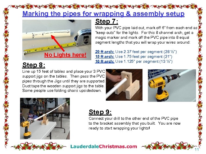 Marking the pipes for wrapping & assembly setup Step 7: With your PVC pipe