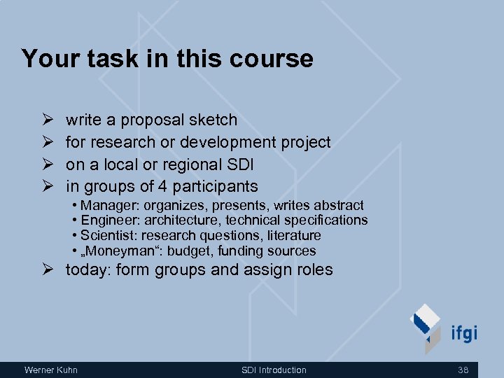 Your task in this course Ø Ø write a proposal sketch for research or