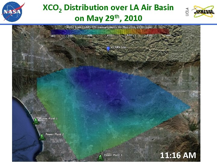 XCO 2 Distribution over LA Air Basin on May 29 th, 2010 11: 16