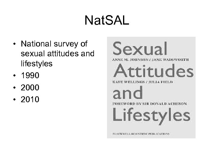 Nat. SAL • National survey of sexual attitudes and lifestyles • 1990 • 2000