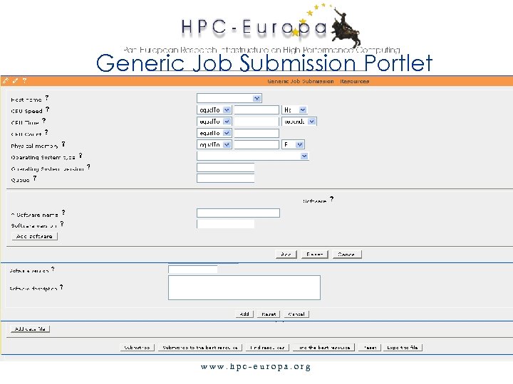 Generic Job Submission Portlet www. hpc-europa. org 