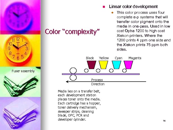 n Linear color development l Color “complexity” Black Yellow This color process uses four
