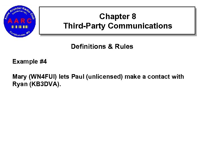 Chapter 8 Third-Party Communications Definitions & Rules Example #4 Mary (WN 4 FUI) lets