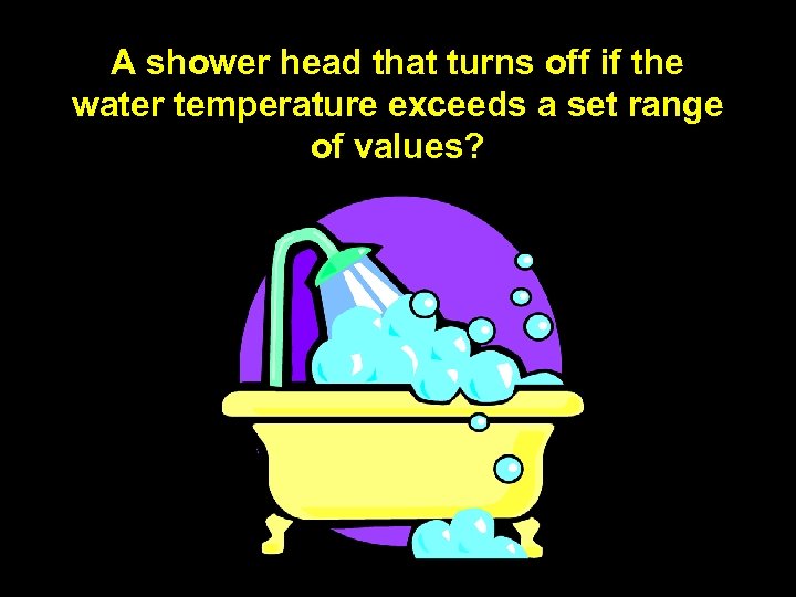 A shower head that turns off if the water temperature exceeds a set range