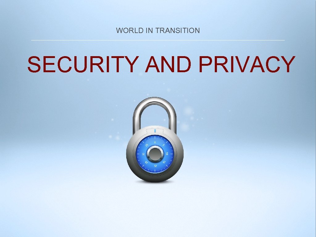 WORLD IN TRANSITION SECURITY AND PRIVACY 