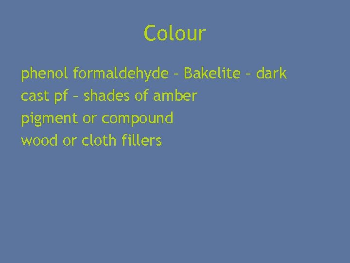 Colour phenol formaldehyde – Bakelite – dark cast pf – shades of amber pigment