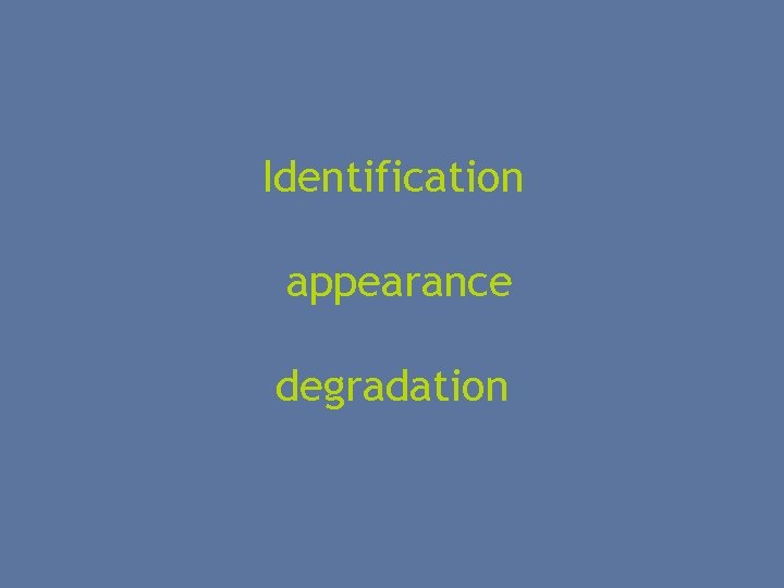 Identification appearance degradation 