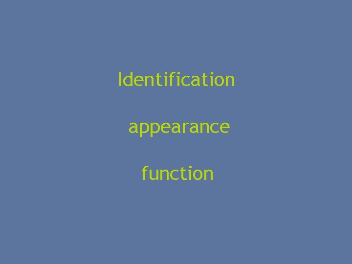 Identification appearance function 