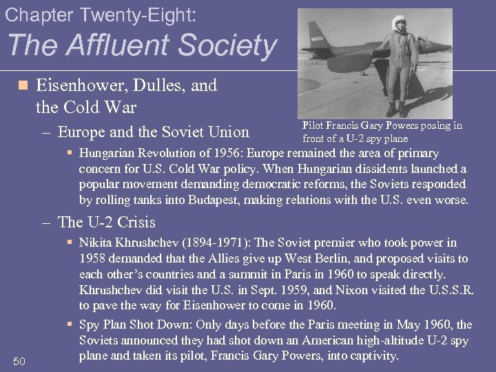 Chapter Twenty-Eight: The Affluent Society n Eisenhower, Dulles, and the Cold War – Europe