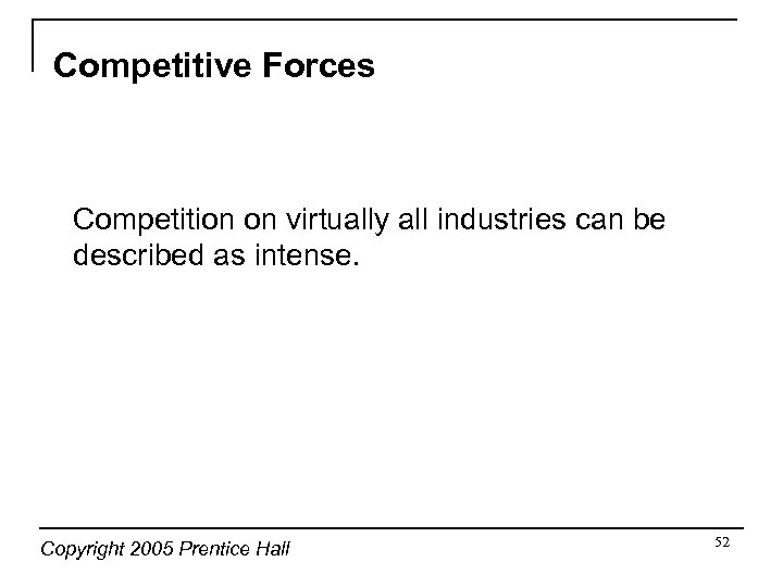 Competitive Forces Competition on virtually all industries can be described as intense. Copyright 2005