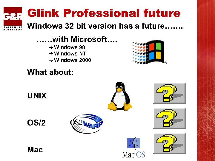 Glink Professional future Windows 32 bit version has a future……. ……with Microsoft…. à Windows