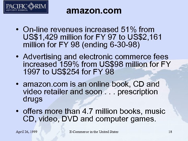 amazon. com • On-line revenues increased 51% from US$1, 429 million for FY 97