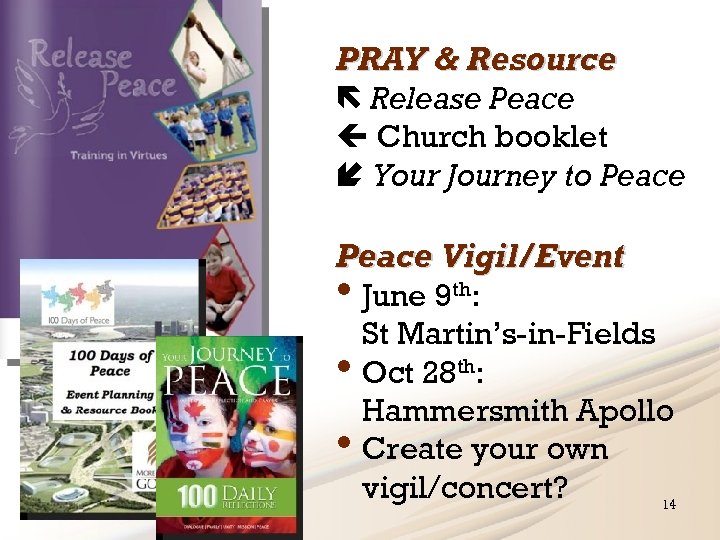 PRAY & Resource Release Peace Church booklet Your Journey to Peace Vigil/Event • June
