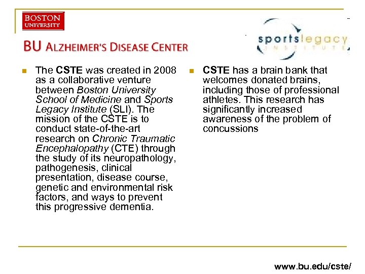 n The CSTE was created in 2008 as a collaborative venture between Boston University