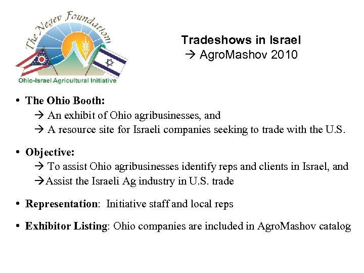 Tradeshows in Israel Agro. Mashov 2010 • The Ohio Booth: An exhibit of Ohio