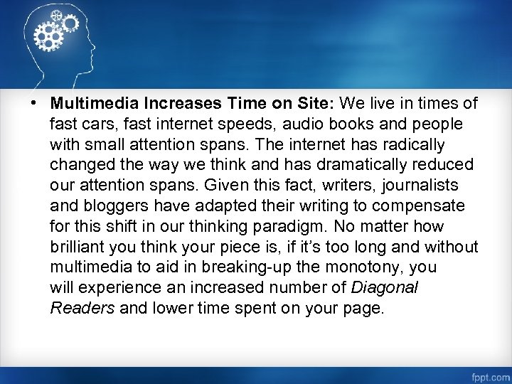  • Multimedia Increases Time on Site: We live in times of fast cars,