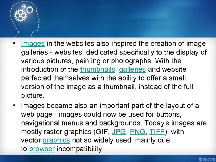  • Images in the websites also inspired the creation of image galleries -