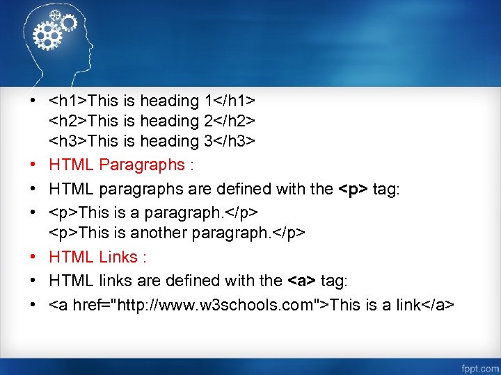  • <h 1>This is heading 1</h 1> <h 2>This is heading 2</h 2>