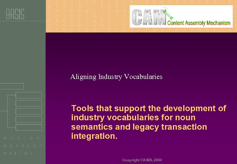 Aligning Industry Vocabularies Tools that support the development of industry vocabularies for noun semantics