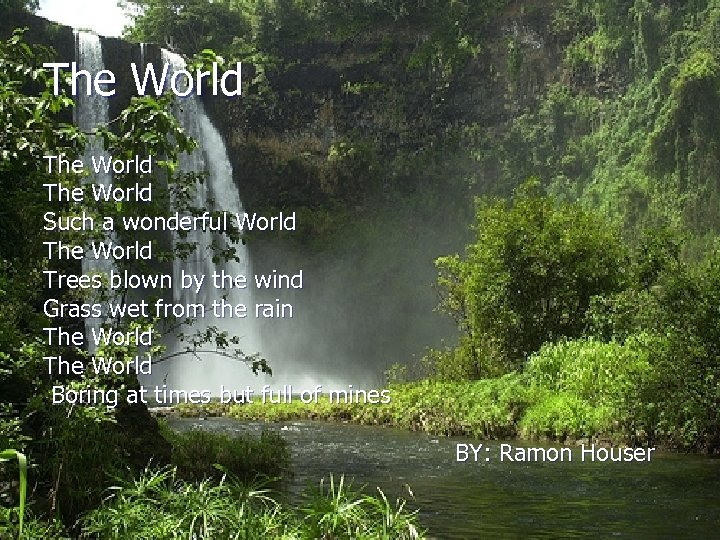 The World Such a wonderful World The World Trees blown by the wind Grass