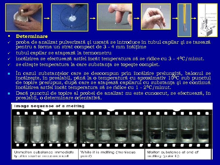  Determinare : ü ü n n proba de analizat pulverizată şi uscată se