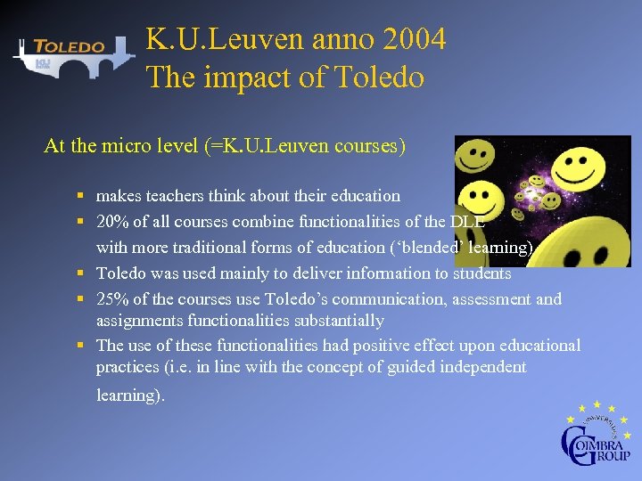 K. U. Leuven anno 2004 The impact of Toledo At the micro level (=K.