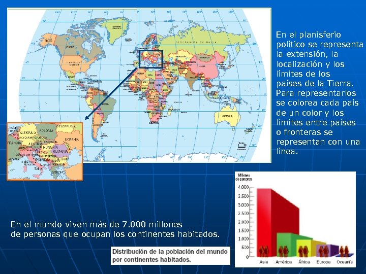 En el planisferio político se representa la extensión, la localización y los límites de