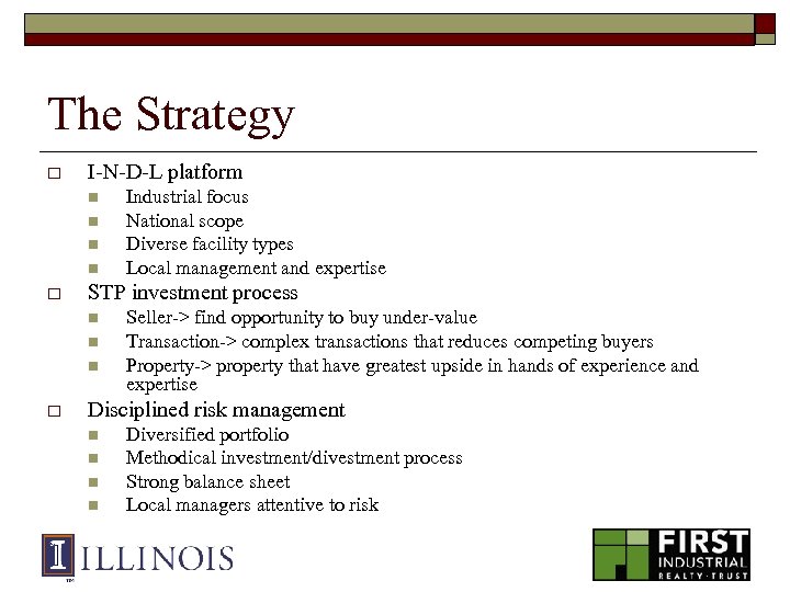 The Strategy o I-N-D-L platform n n o STP investment process n n n