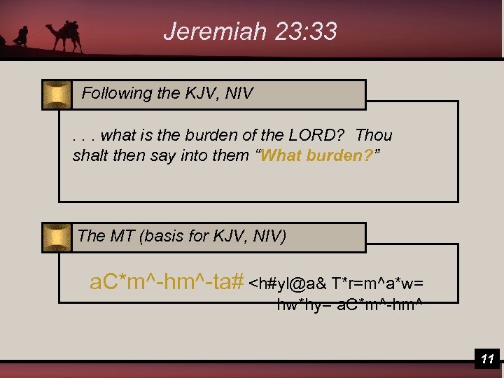 Jeremiah 23: 33 Following the KJV, NIV. . . what is the burden of