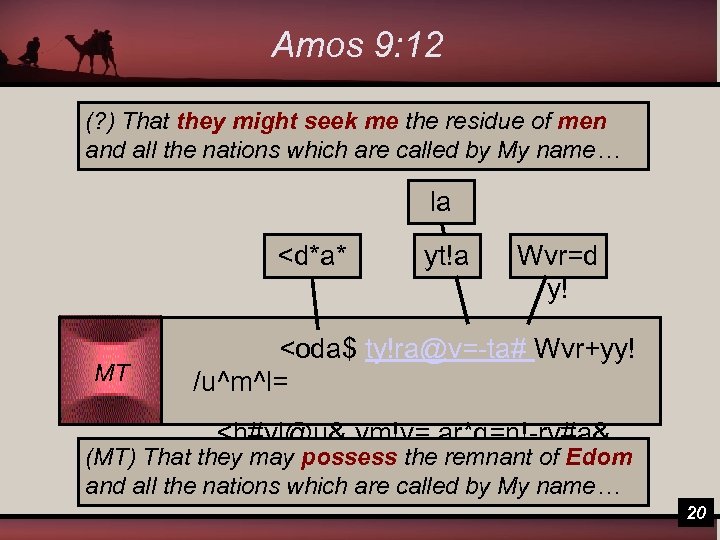 Amos 9: 12 (? ) That they might seek me the residue of men