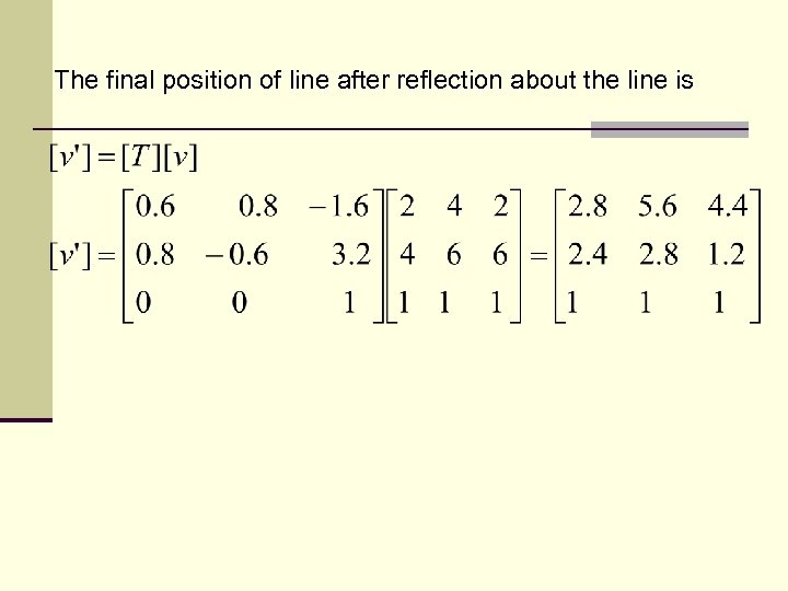 The final position of line after reflection about the line is 