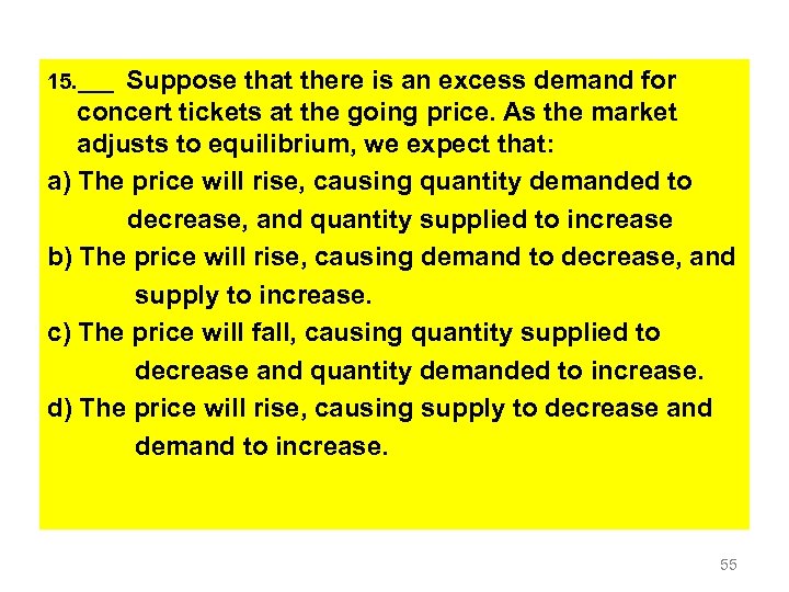 Suppose that there is an excess demand for concert tickets at the going price.